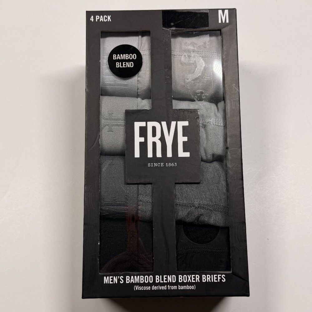 FRYE Bamboo Blend Boxer Briefs - 4 Pack - NWT - Black and Gray shades